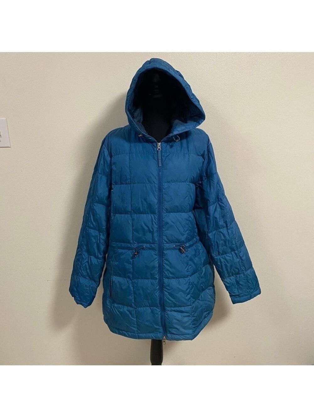 L.L. Bean Down Jacket Womens XL Teal Hooded Downtek parka coat